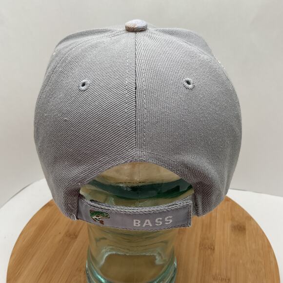 Kiss My Bass Embroidered Fishing Grey and Camo Adjustable BaseBall Cap - Picture 4 of 7